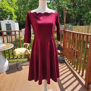 Missmay  Elegant A-Line Dress with Square Neck and 3/4 Sleeves M